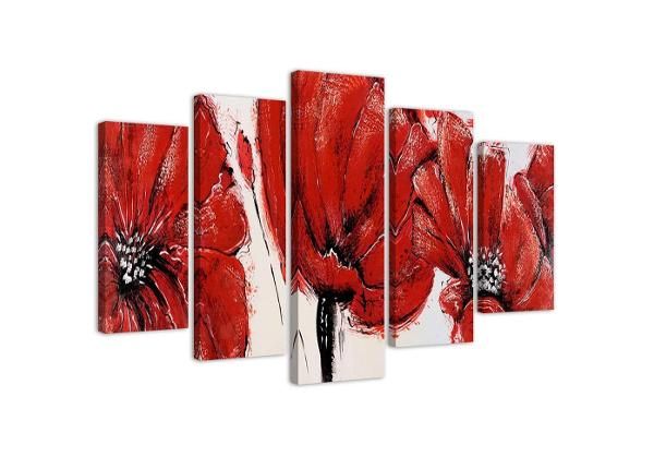 Картина из 5-частей Red Flowers 100x70 см