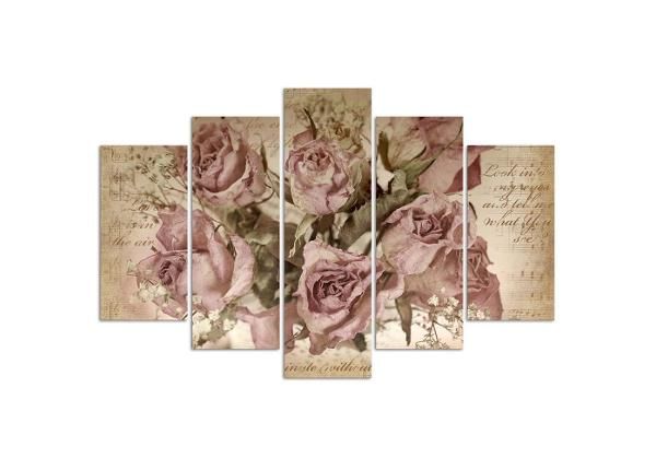 Картина из 5-частей Roses and sheet music 150x100 см