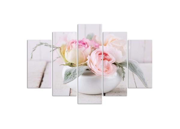 Картина из 5-частей Roses in white vase 200x100 см