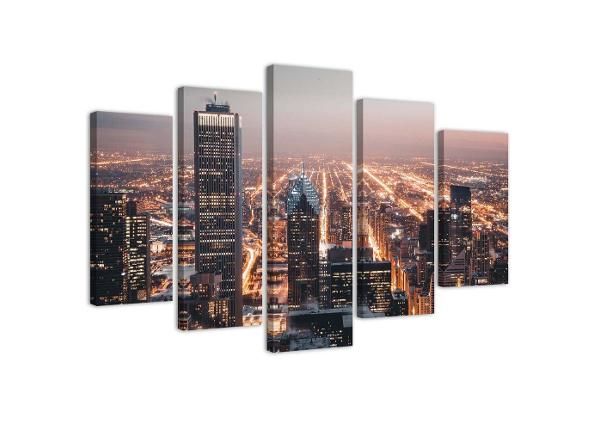 Картина из 5-частей Skyscrapers at Night 100x70 см