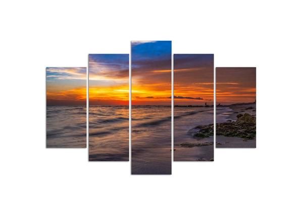 Картина из 5-частей Sunset on the Beach 200x100 см