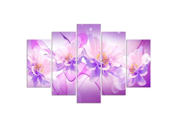 Картина из 5-частей Violet Flower Composition 150x100 см