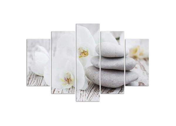 Картина из 5-частей White zen orchid and stones 200x100 см