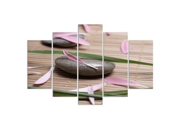 Картина из 5-частей Zen stone with flower petals 150x100 см