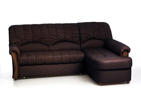 Кожаный угловой диван-кровать с ящиком