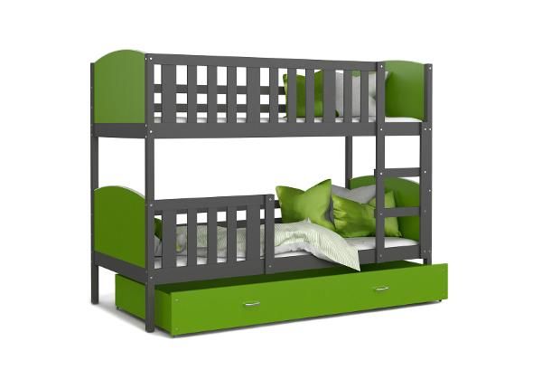 Комплект двухъярусной кровати 80x160 cm, серый/зелёный