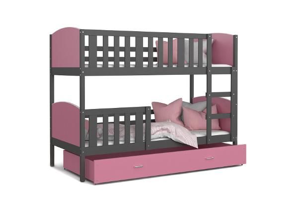 Комплект двухъярусной кровати 80x190 cm, серый/розовый