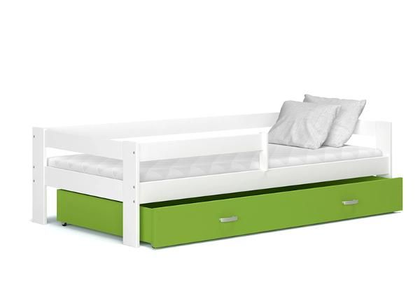Комплект детской кровати 80x190 cm, белый/зелёный