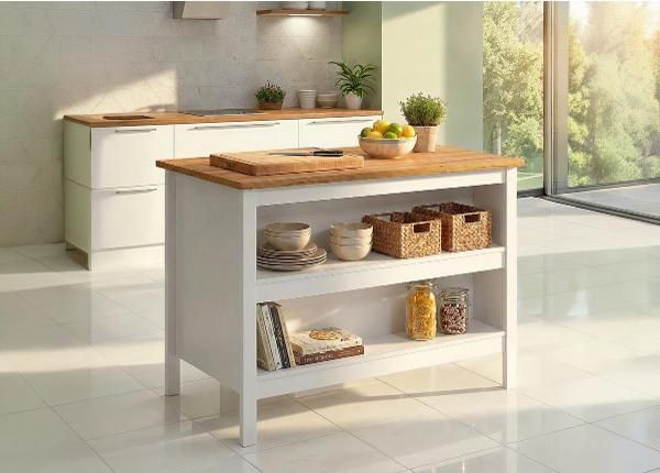 Кухонный остров Julina, белый/дуб артисан