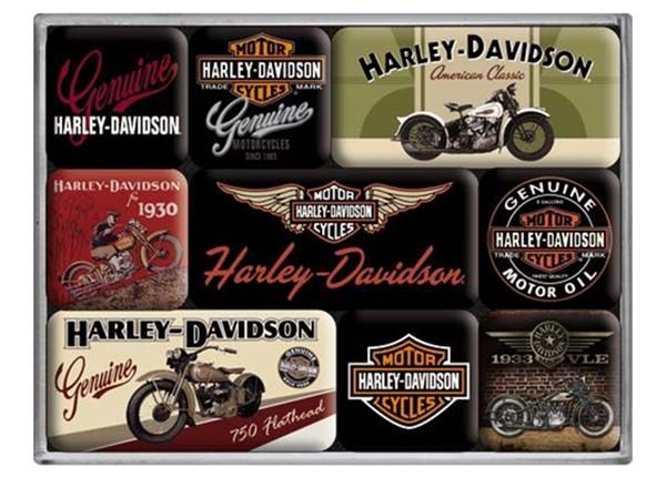 Магниты в ретро стиле Harley-Davidson, 9 шт