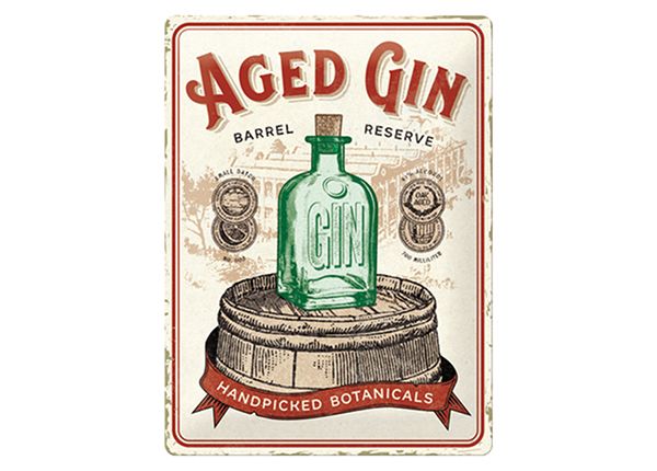 Металлический постер в ретро-стиле Aged Gin Barrel 30x40 см