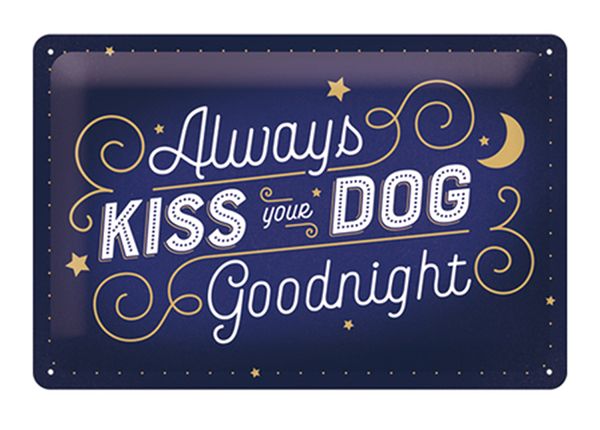 Металлический постер в ретро-стиле Always kiss your dog goodnight 20x30 см