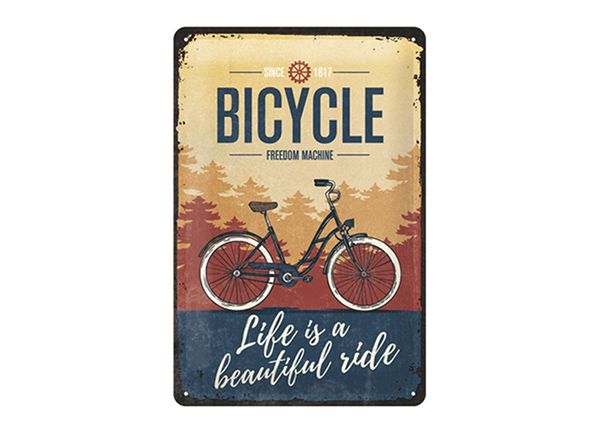 Металлический постер в ретро-стиле Bicycle Life is a beautiful ride 20x30 см