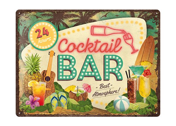 Металлический постер в ретро-стиле Cocktail Bar 30x40 см