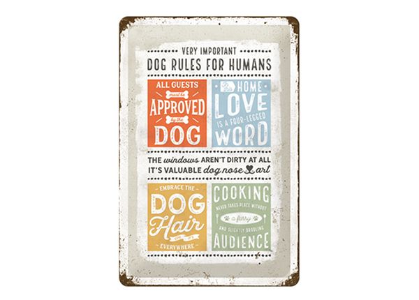 Металлический постер в ретро-стиле Dog rules for humans 20x30 см