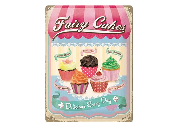 Металлический постер в ретро-стиле Fairy Cakes Delicious Every Day 30x40 см
