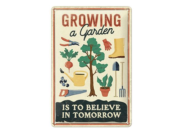 Металлический постер в ретро-стиле Growing a garden 20x30 cm