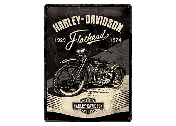 Металлический постер в ретро-стиле Harley-Davidson - Flathead Black 30x40 см
