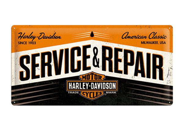 Металлический постер в ретро-стиле Harley-Davidson Service & Repair 25x50 см