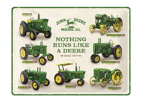 Металлический постер в ретро-стиле John Deere - Nothing runs like a deere 30x40 см