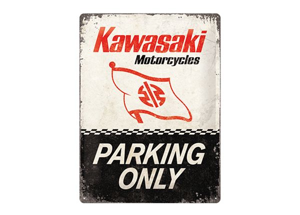 Металлический постер в ретро-стиле Kawasaki Parking Only 30x40 см