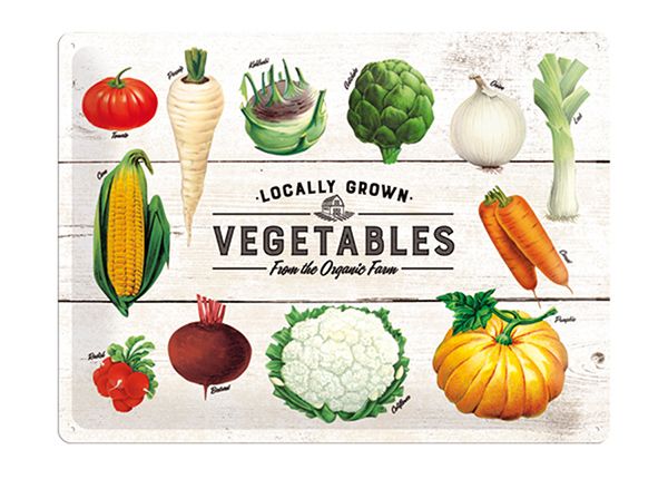 Металлический постер в ретро-стиле Locally Grown Vegetables 30x40 см