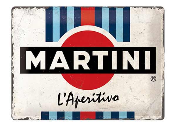 Металлический постер в ретро-стиле Martini - L´Aperitivo Racing Stripes 30x40 cm