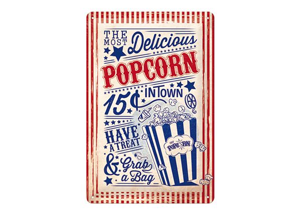 Металлический постер в ретро-стиле Popcorn 20x30 см