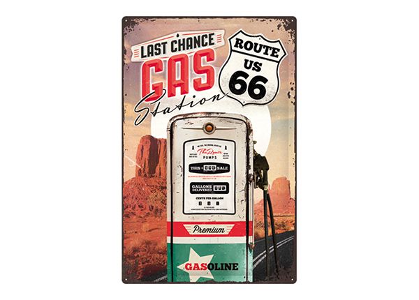 Металлический постер в ретро-стиле Route 66 Last chance gas station 40x60 см