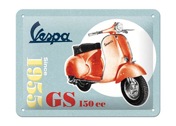 Металлический постер в ретро-стиле Vespa GS 150 Since 1955 15x20 см