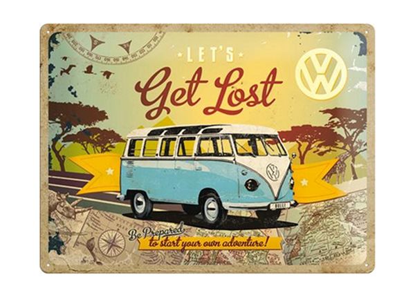 Металлический постер в ретро-стиле VW Let's get lost 30x40 см