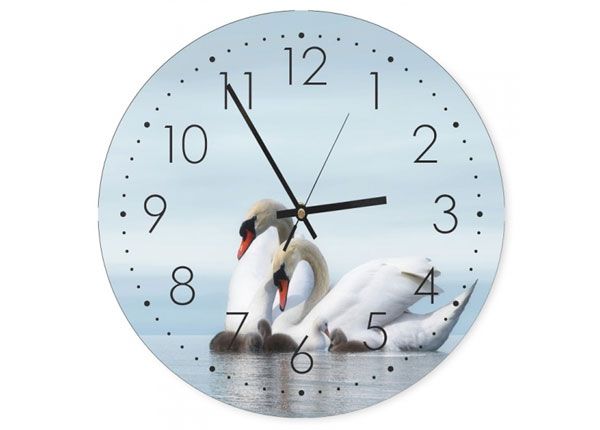 Настенные часы с картиной Swan family 1