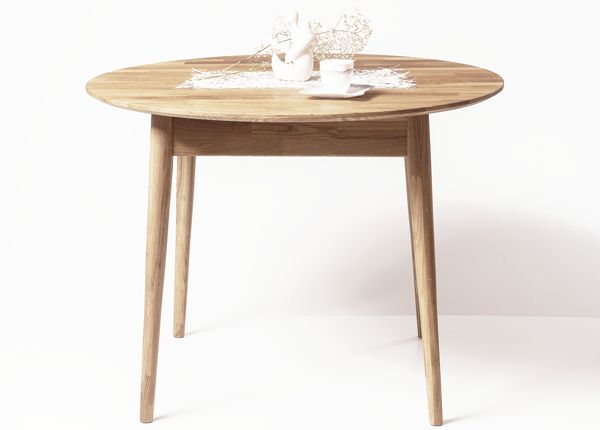 Обеденный стол из массива дуба Scan Ø 100 cm, белое масло