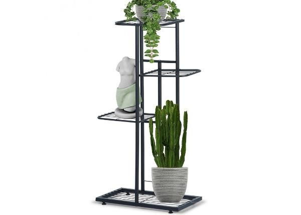 Подставка для цветов с 4 уровнями, черная