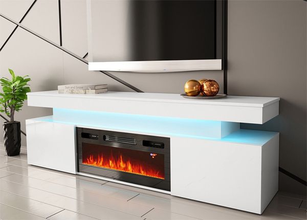Подставка под ТВ Glossa 190 cm + камин + LED