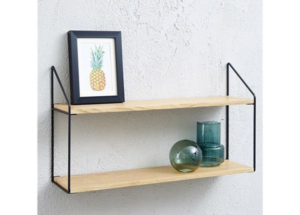 Полка настенная, дуб/чёрный