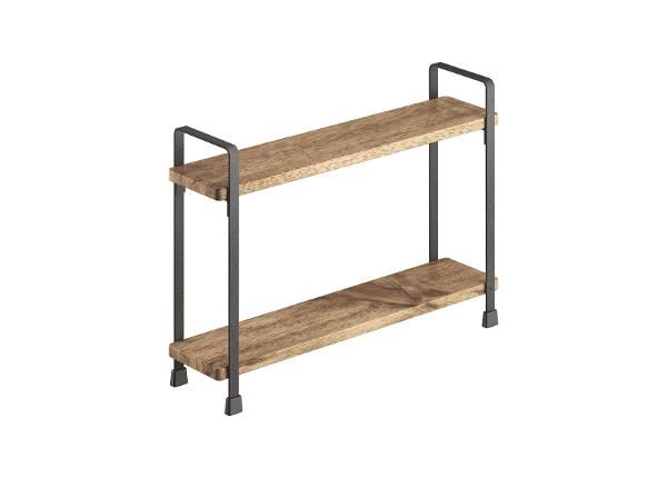 Полка York 2× 34×8×23 см, чёрная + древесина акации