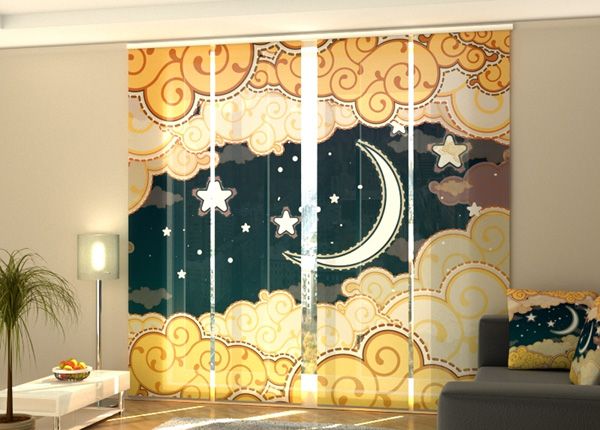 Полузатемняющая панельная штора Cartoon style night sky 240x240 см