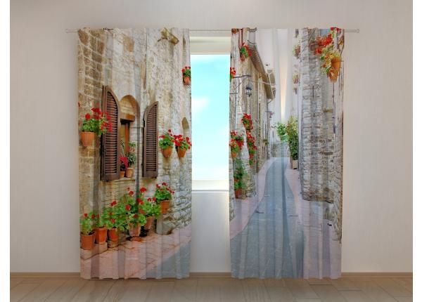 Полузатемняющая фотоштора Italian Alley with Flowers 2 240x220 см