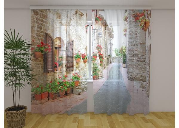 Просвечивающая фотоштора Italian Alley with Flowers 2 240x220 см