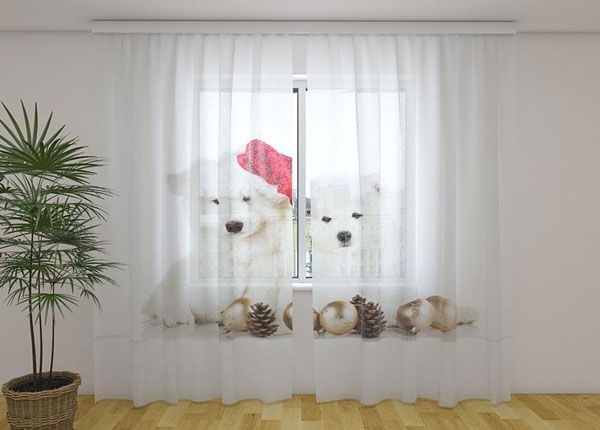 Просвечивающая штора Christmas Puppies 240x220 см