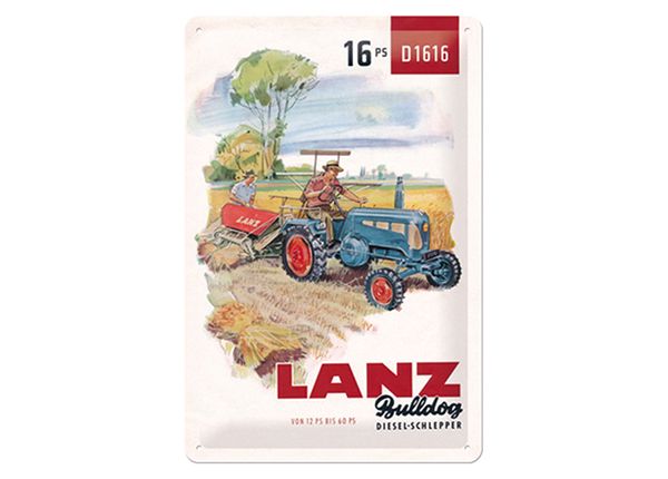 Ретро металлический постер Lanz Diesel-Schlepper 20x30 см