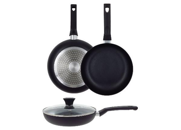 Сковорода Black Ceramic Ø 24 см + защитная прокладка для сковороды, со стеклянной крышкой, керамическая, для индукционных плит