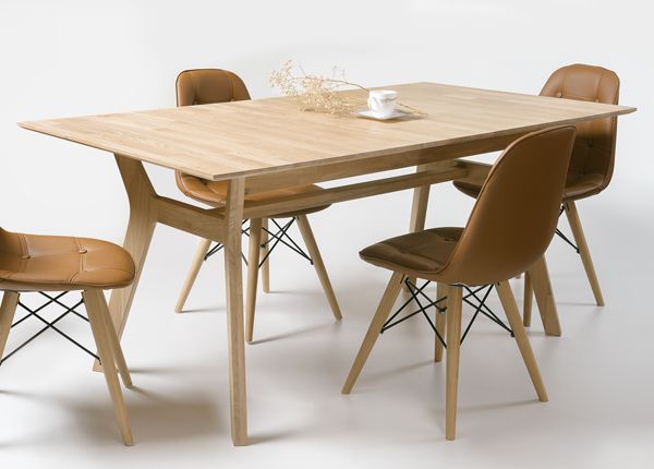 Удлиняющийся обеденный стол из массива дуба Helsinki 170-210x90 cm, белое масло