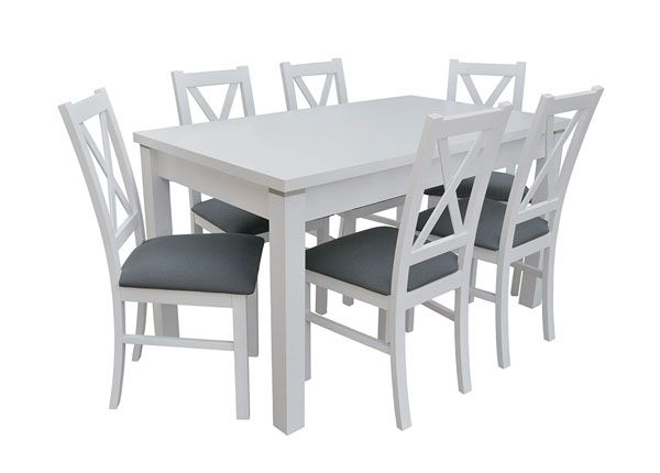 Удлиняющийся обеденный стол 80x160-200 cm + 6 стульев