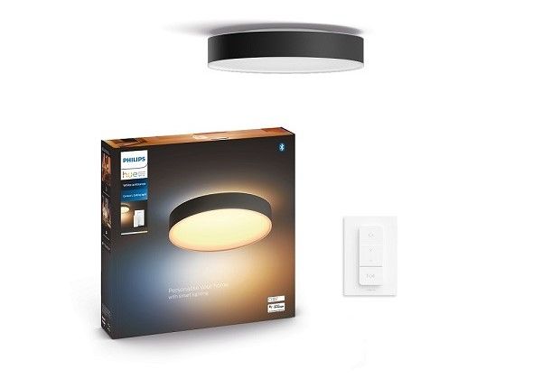 Умный потолочный светильник Hue White ambiance Enrave L чёрный с пультом Ø 42,5 cm