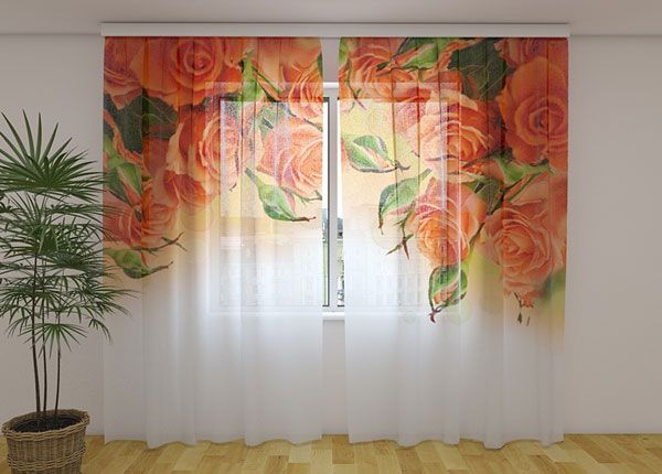 Шифоновая фотоштора Orange Roses 240x220 cm