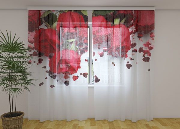 Шифоновая фотоштора Roses and Hearts 240x220 cm