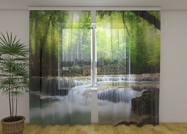 Шифоновая фотоштора Waterfall in spring Forest 240x220 cm
