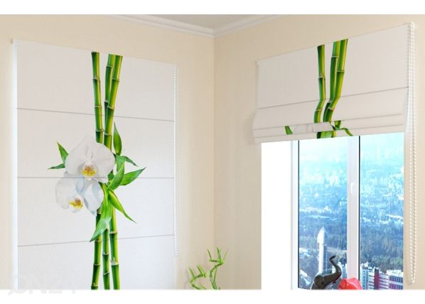Затемняющая римская штора Bamboo and white orchid 1
